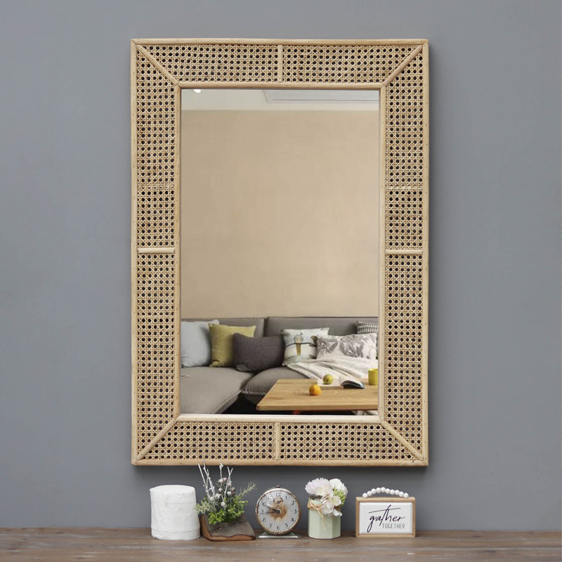 Rectangular Accent Wall Mirror Natural Rattan hotsell Wrapped Frame (E5)